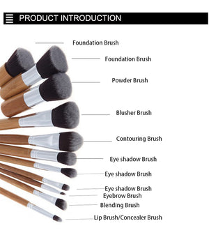 SG's 11 pcs Bamboo Makeup Brush Set