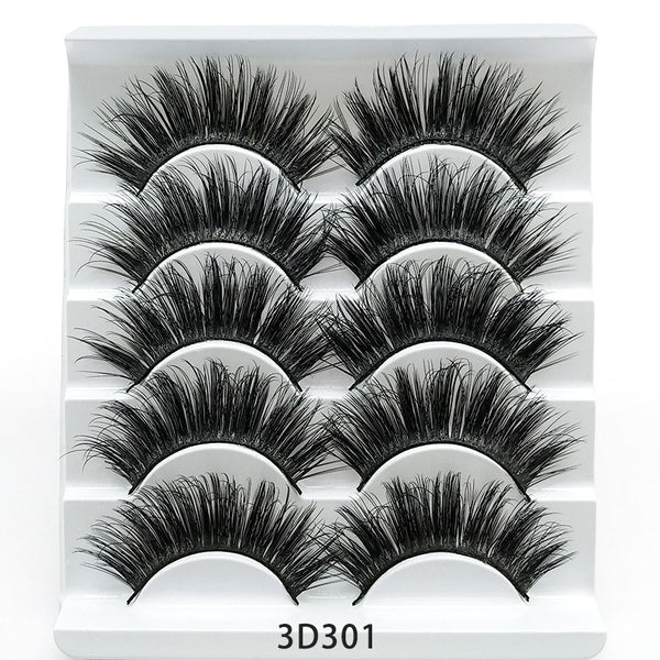 Five Pairs Of Soft Cotton Stalk 3D False Eyelashes