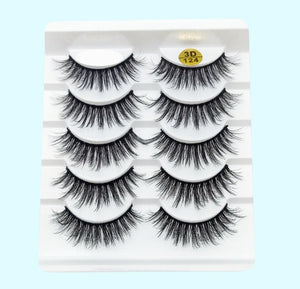 Five Pairs Of Soft Cotton Stalk 3D False Eyelashes