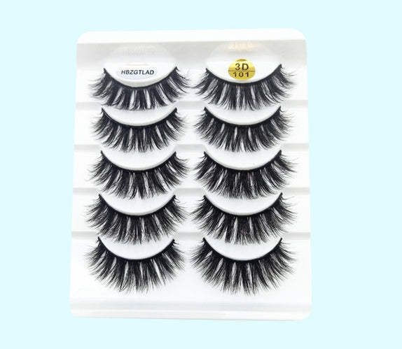 Five Pairs Of Soft Cotton Stalk 3D False Eyelashes