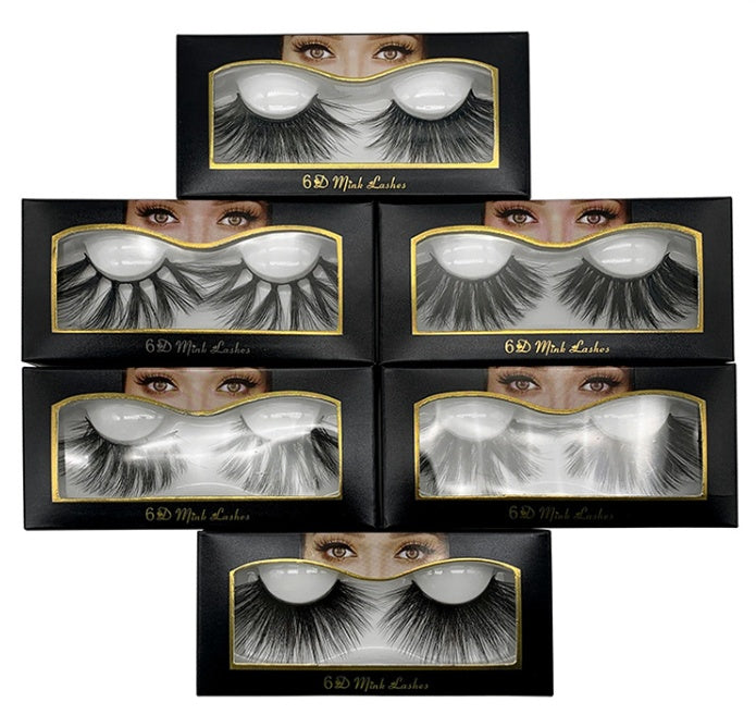 Glossy Winks 25mm mink false eye lashes 6D three-dimensional